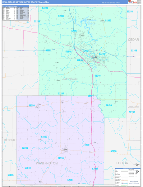 Iowa City Metro Area Digital Map Color Cast Style